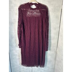 Lane Bryant lace burgundy dress bodycon long sleeve Vamp Whimsigoth plus size